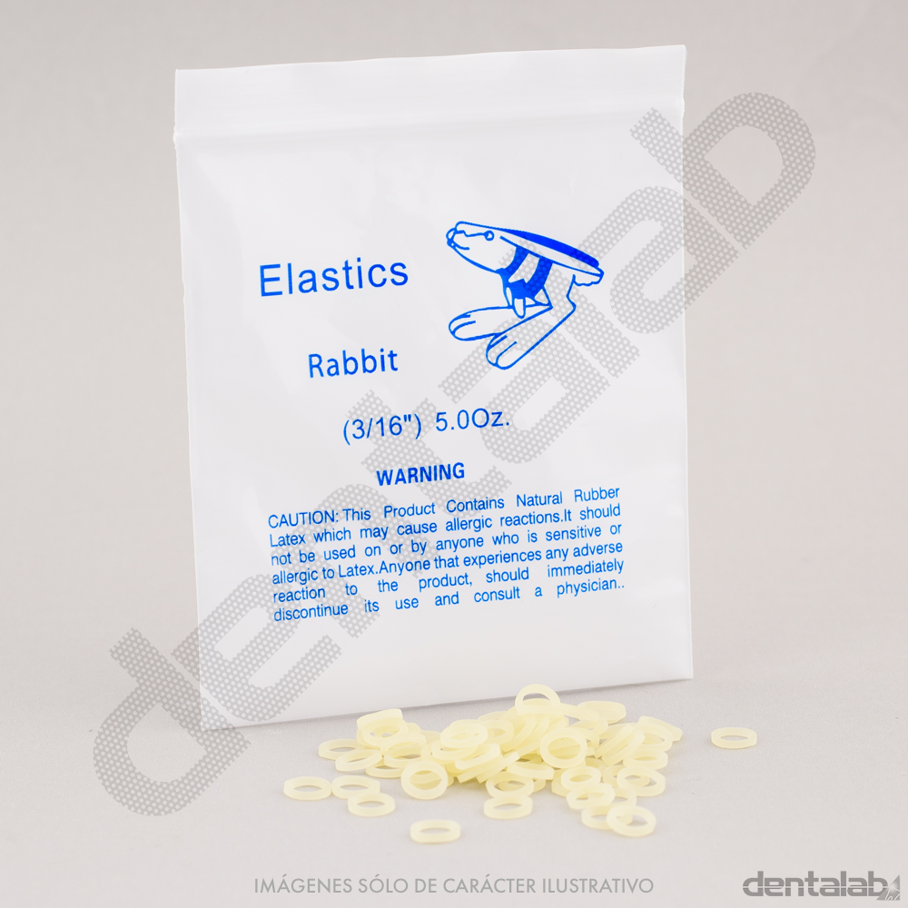 Gomas Intraorales para Ligaduras Medium 3/16"-4.8mm Rabbit-Conejo Azul Easydent x 100 Und.