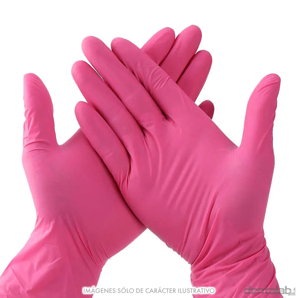 Guantes de Nitrilo ROSA Large x 100 und.
