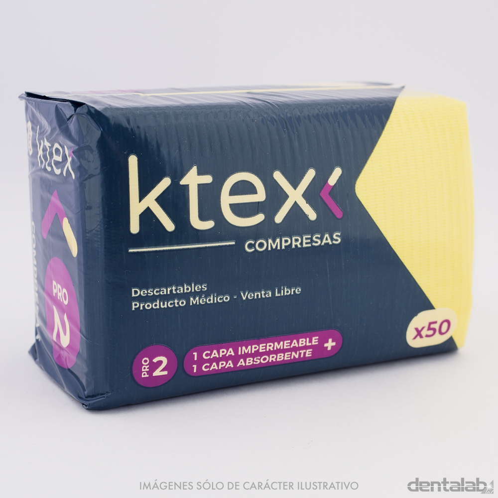 Compresas Pro2 K-tex Amarillas x 50 und.