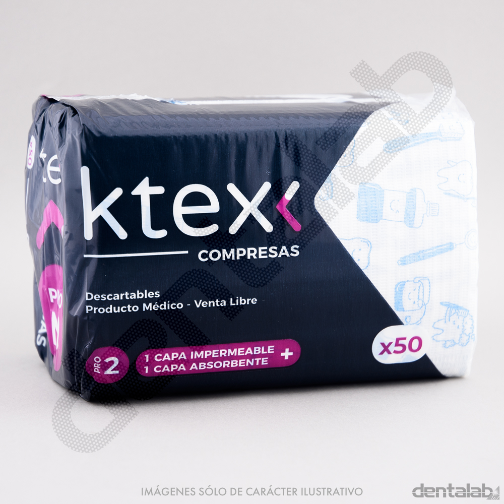 Compresas Pro2 K-tex Odonto Celeste x 50 und.